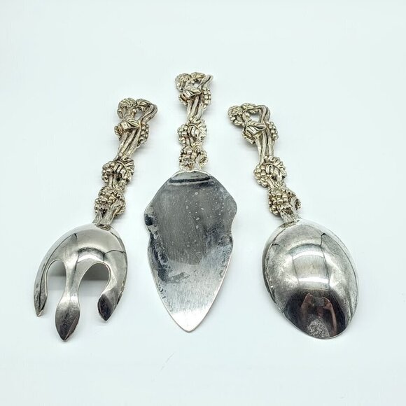 Vintage Godinger Silverplate Grapes Leaves 3-Piece Serving Set - Picture 4 of 5